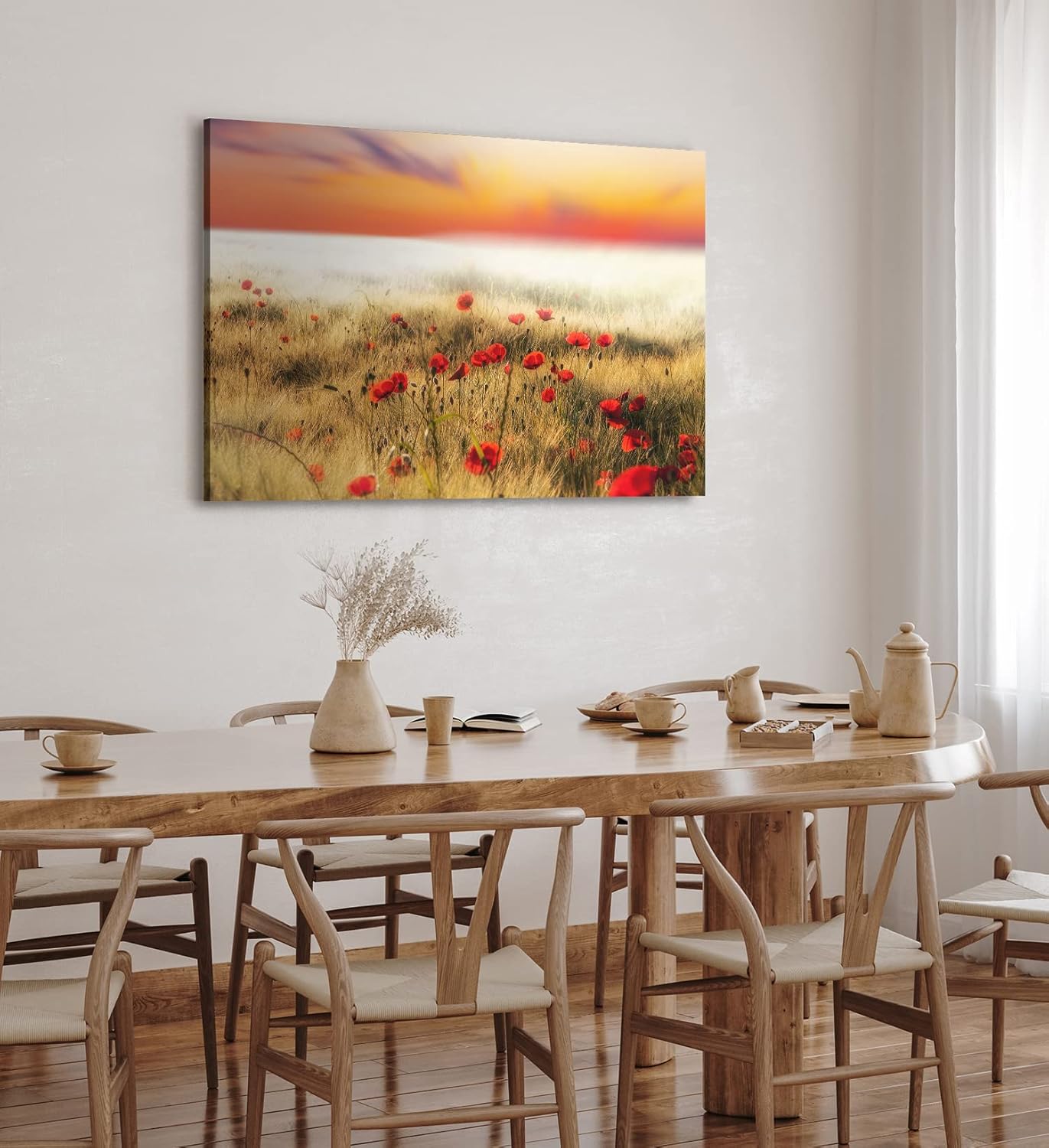 Paul Sinus Wandbild 120x80cm Feldblumen Wildblumen Mohn rote Blüten Halme