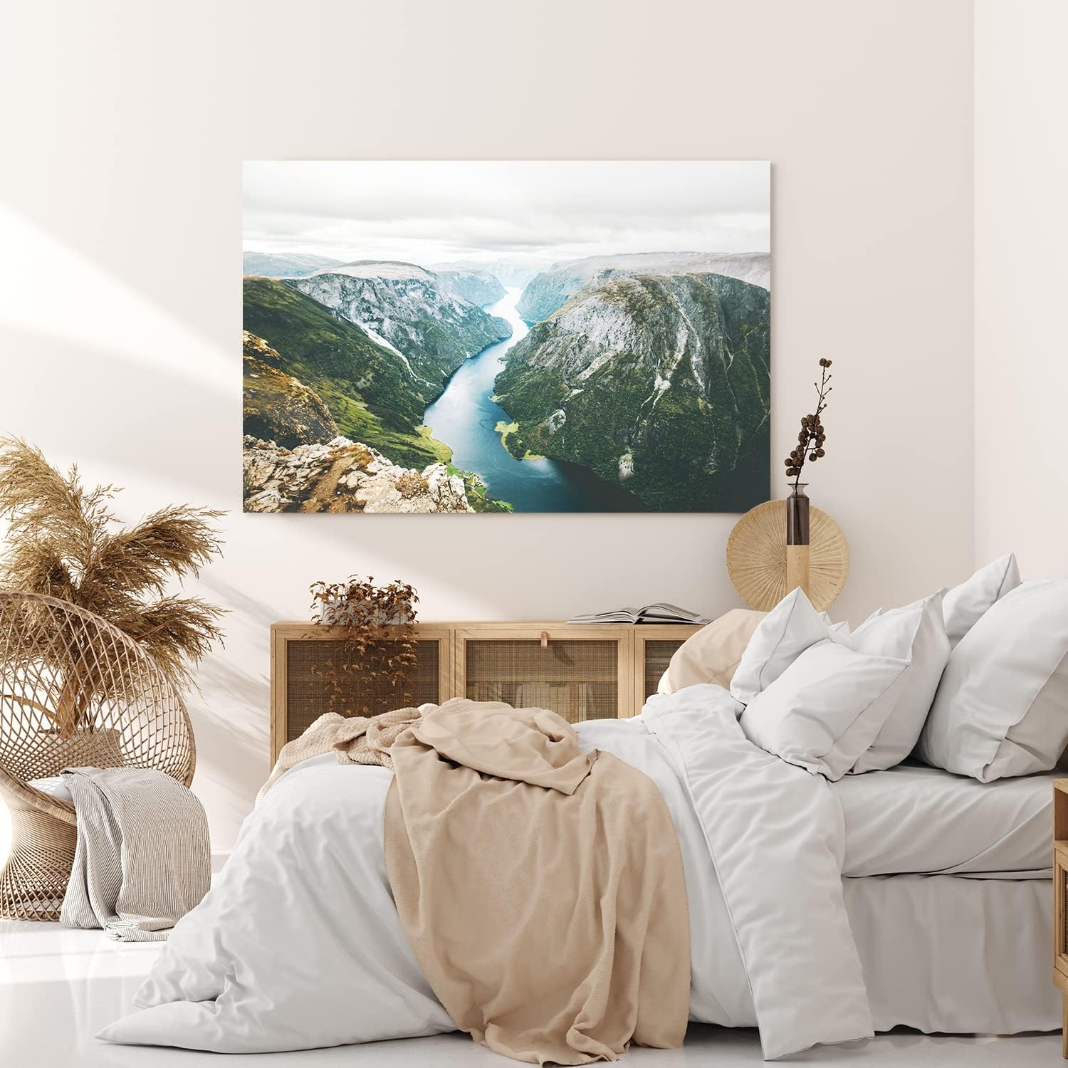 Paul Sinus Wandbild 120x80cm Naeroyfjord Norwegen Fluss Berge Natur Bucht skandinavische Landschaft