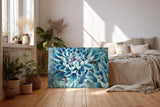 Sinus Art Wandbild 120x80cm Blütenpracht in kühlem Blau – faszinierende Komposition mit beruhigender Ausstrahlung