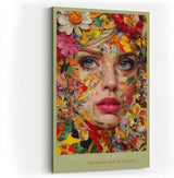 Paul Sinus Wandbild in 40x60cm The Floral Mosaic mit kunstvollem Frauenportrait aus farbigen Blütenfragmenten für moderne Wandgestaltung