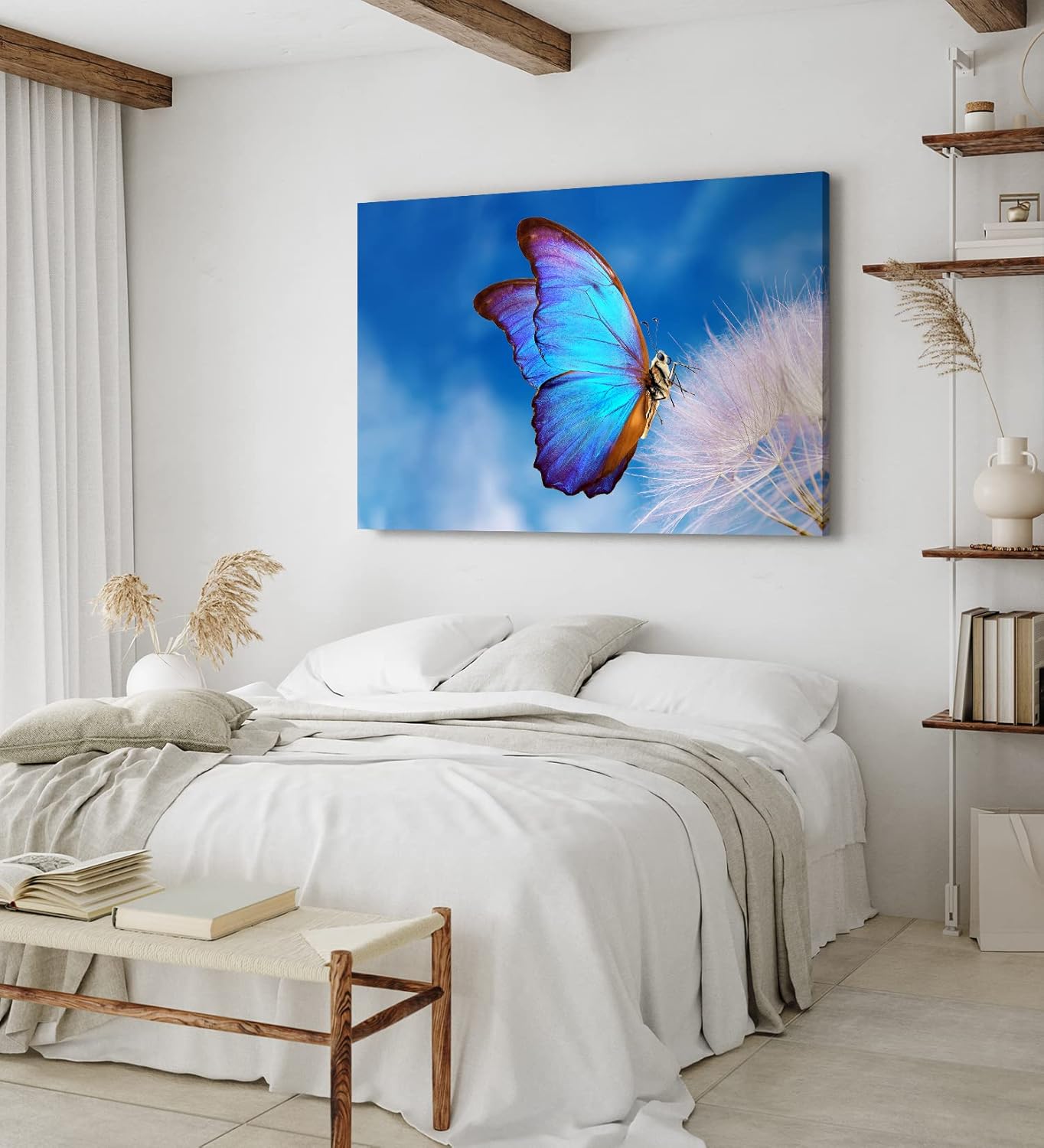 Paul Sinus Wandbild 120x80cm Blauer Schmetterling Pusteblume Frühling blauer Himmel