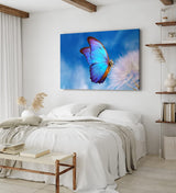 Paul Sinus Wandbild 120x80cm Blauer Schmetterling Pusteblume Frühling blauer Himmel