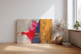 Sinus Art Wandbild 120x80cm Dynamische Farbflächen in Rot, Schwarz und Gold mit fließenden Übergängen