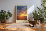 Paul Sinus Kunstdruck 40x60cm Golden Awakening – Sonnenaufgang über der Landschaft in leuchtendem Gold und Orange