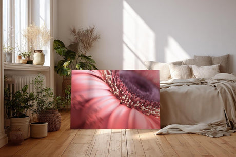 Sinus Art Wandbild 120x80cm Detailreiche Makroaufnahme einer Blüte mit sanfter Eleganz und organischer Struktur
