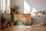 Sinus Art Wandbild 120x80cm Der verfallene Holzsteg führt ins ruhige Wasser und lädt zur inneren Einkehr ein