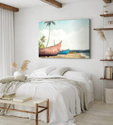 Paul Sinus Wandbild 120x80cm Karibik Paradies Strand Fischerboote Palmen Sonnenschein