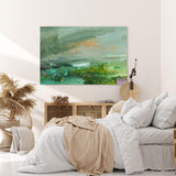 Paul Sinus Wandbild 120x80cm Grüne Farben Abstrakt Kunstvoll Spachtelstruktur Modern