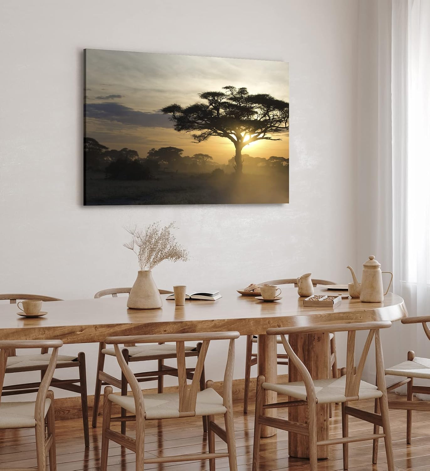 Paul Sinus Wandbild 120x80cm Burkea Bäume Afrika Sonnenuntergang Natur Wildnis