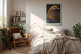 Paul Sinus Wandbild in 40x60cm Majesty in Motion – majestätisches Vogelporträt in warmen Orangeund Blautönen für edle Raumgestaltung