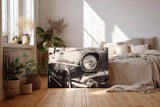 Sinus Art Wandbild 120x80cm Ästhetische Nahaufnahme eines ikonischen Oldtimers mit glänzendem Chrom
