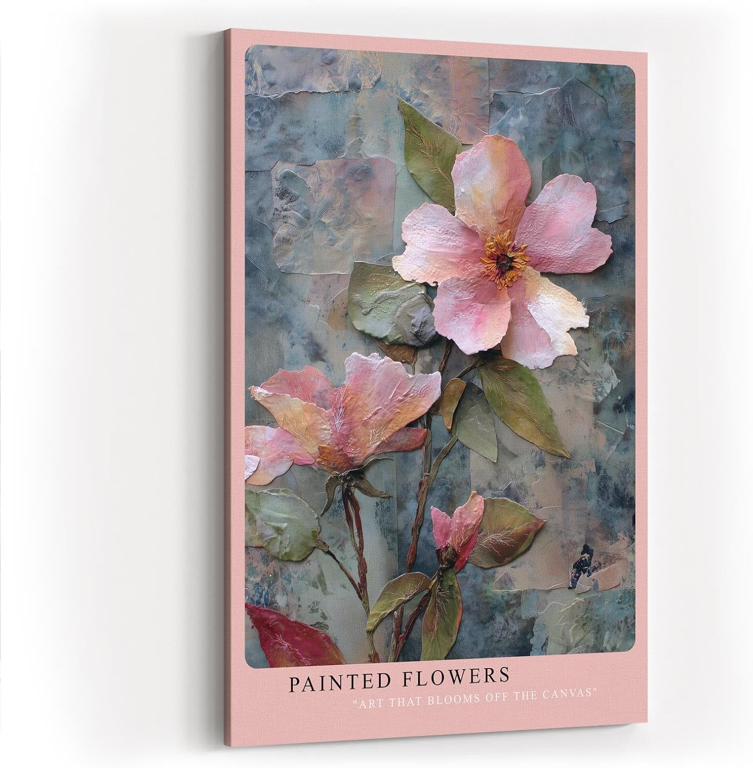 Paul Sinus Wandbild in 40x60cm Painted Flowers – kunstvolle Blütendarstellung in pastellfarbenem Relief-Stil