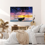 Paul Sinus Wandbild 120x80cm See Abendröte Sonnenuntergang Fischerboot Boot