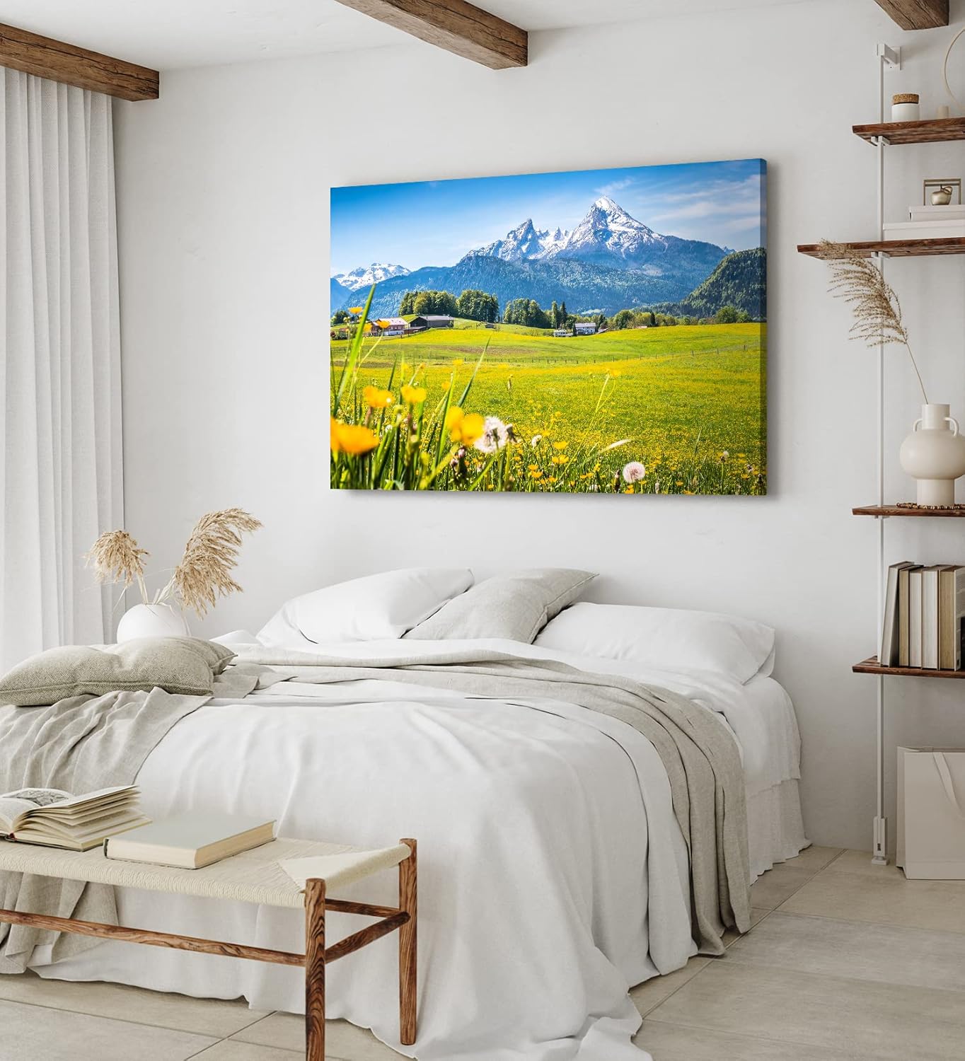 Paul Sinus Wandbild 120x80cm Alpen Österreich Schneegipfel Wiese Blumen Sonnenschein