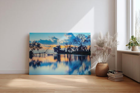 Sinus Art Wandbild 120x80cm Faszinierende Komposition aus Licht, Wasser und Natur im Morgen- oder Abendlicht