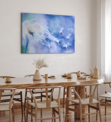 Paul Sinus Wandbild 120x80cm Pusteblume Löwenzahn Blau Kunstvoll Nahaufnahme