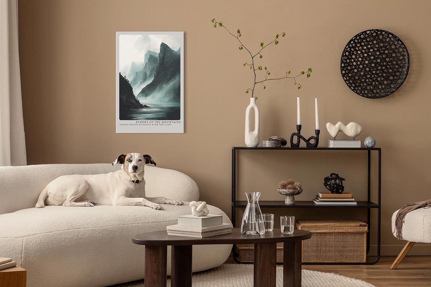 Paul Sinus Leinwandbild 40x60cm Monumentale Bergwelt – Dramatische Felslandschaft im Nebel mit mystischer Atmosphäre und kraftvoller Naturdarstellung