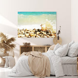 Paul Sinus Wandbild 120x80cm Muschel Strand runde Steine Meer Sommer Sonne