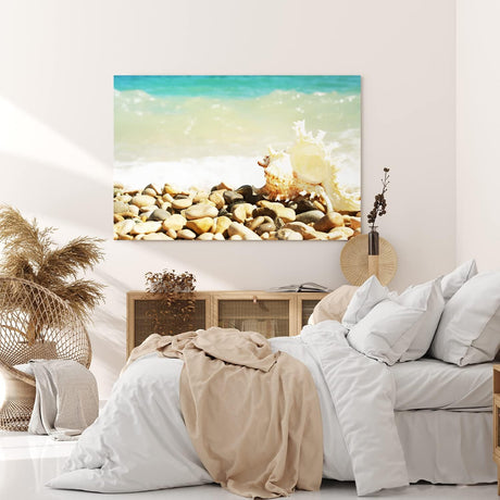 Paul Sinus Wandbild 120x80cm Muschel Strand runde Steine Meer Sommer Sonne
