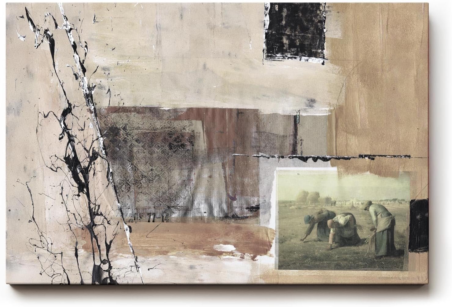 Sinus Art Wandbild 120x80cm Historische Fotos kombiniert mit abstrakten Formen in Beige und Braun
