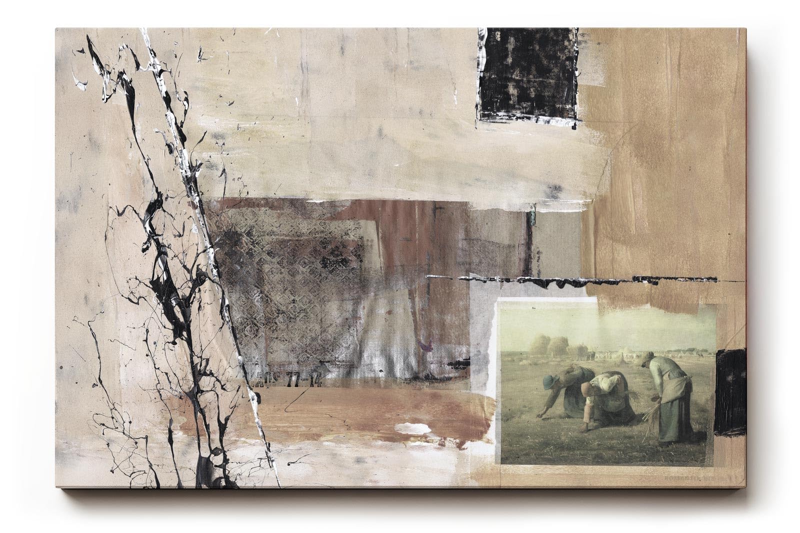 Sinus Art Wandbild 120x80cm Historische Fotos kombiniert mit abstrakten Formen in Beige und Braun