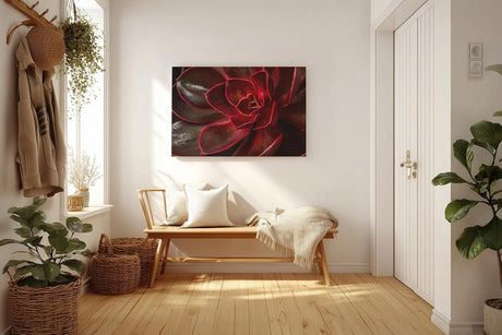 Sinus Art Wandbild 120x80cm Tiefe Rottöne mit natürlichem Glanz und faszinierender Formgebung der Blätter