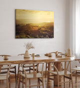 Paul Sinus Wandbild 120x80cm Toskana Landschaft Italien Finca Morgentau Grün