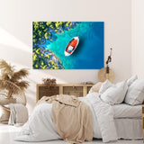Paul Sinus Wandbild 120x80cm Kleines Boot Karibik Meer Türkis Süden Sommer