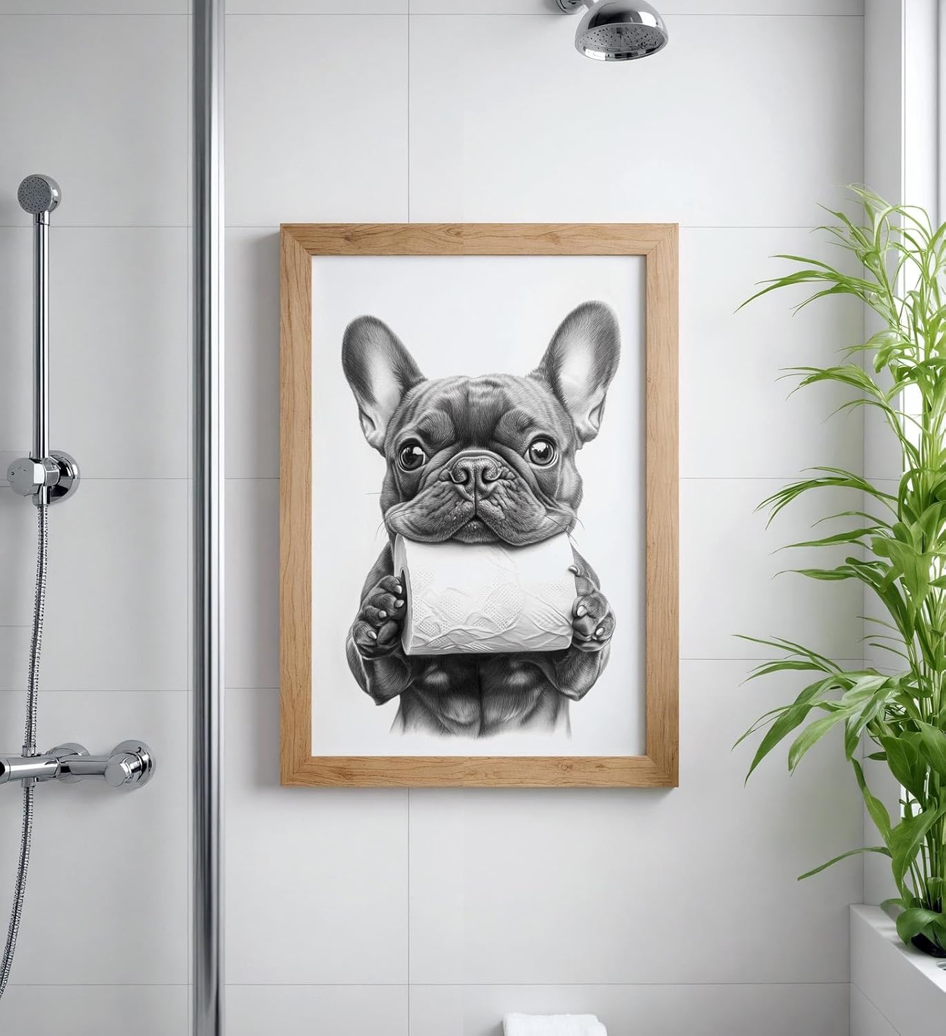Paul Sinus Poster/Leinwandbild/Rahmenoption Lustiges Hundebild – Witzige Klo-Deko fürs Gäste-WC – Perfekt für Humorvolle