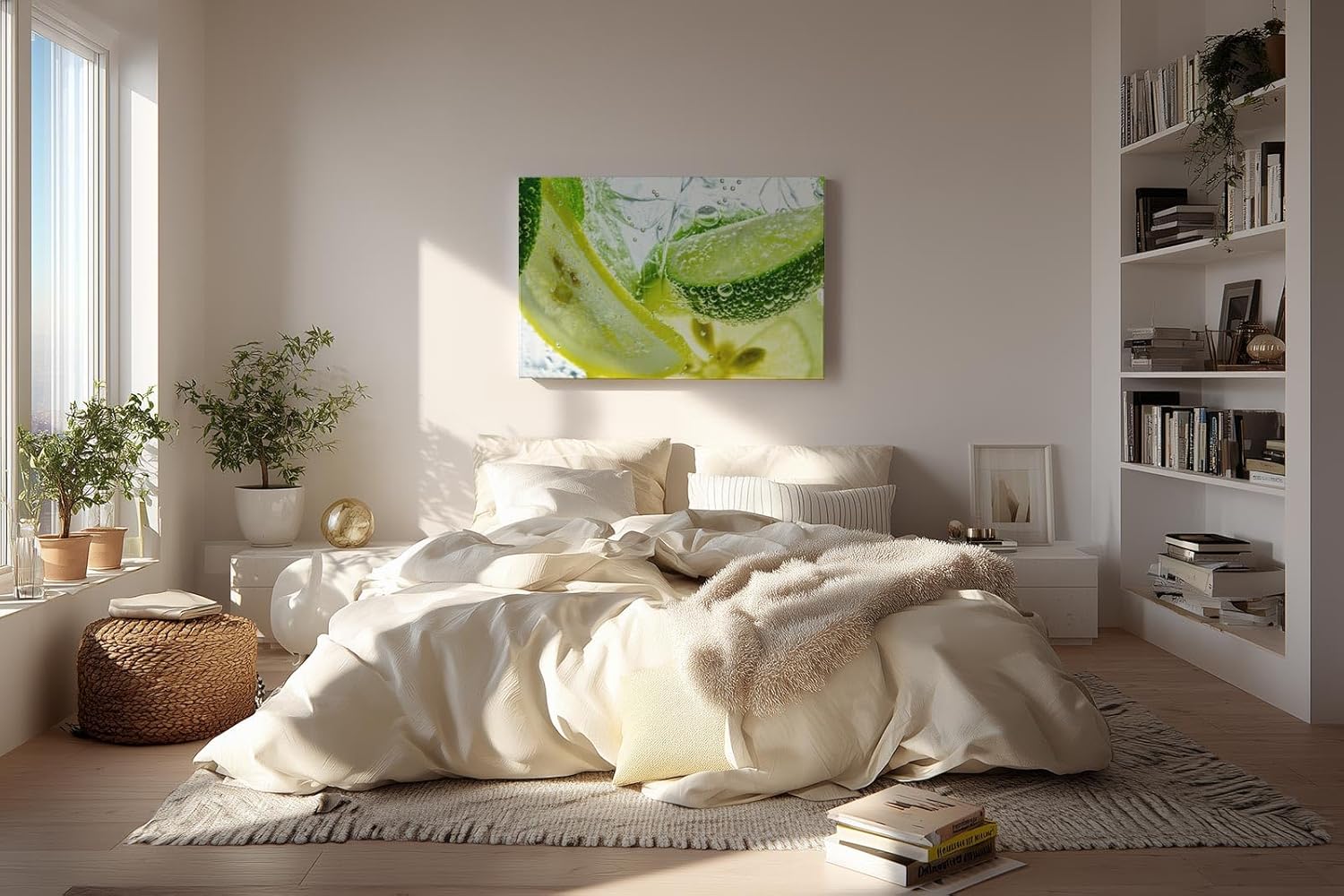 Sinus Art Wandbild 120x80cm Sprudelnde Zitrusfrüchte in lebendigen Farben mit erfrischender Bildwirkung