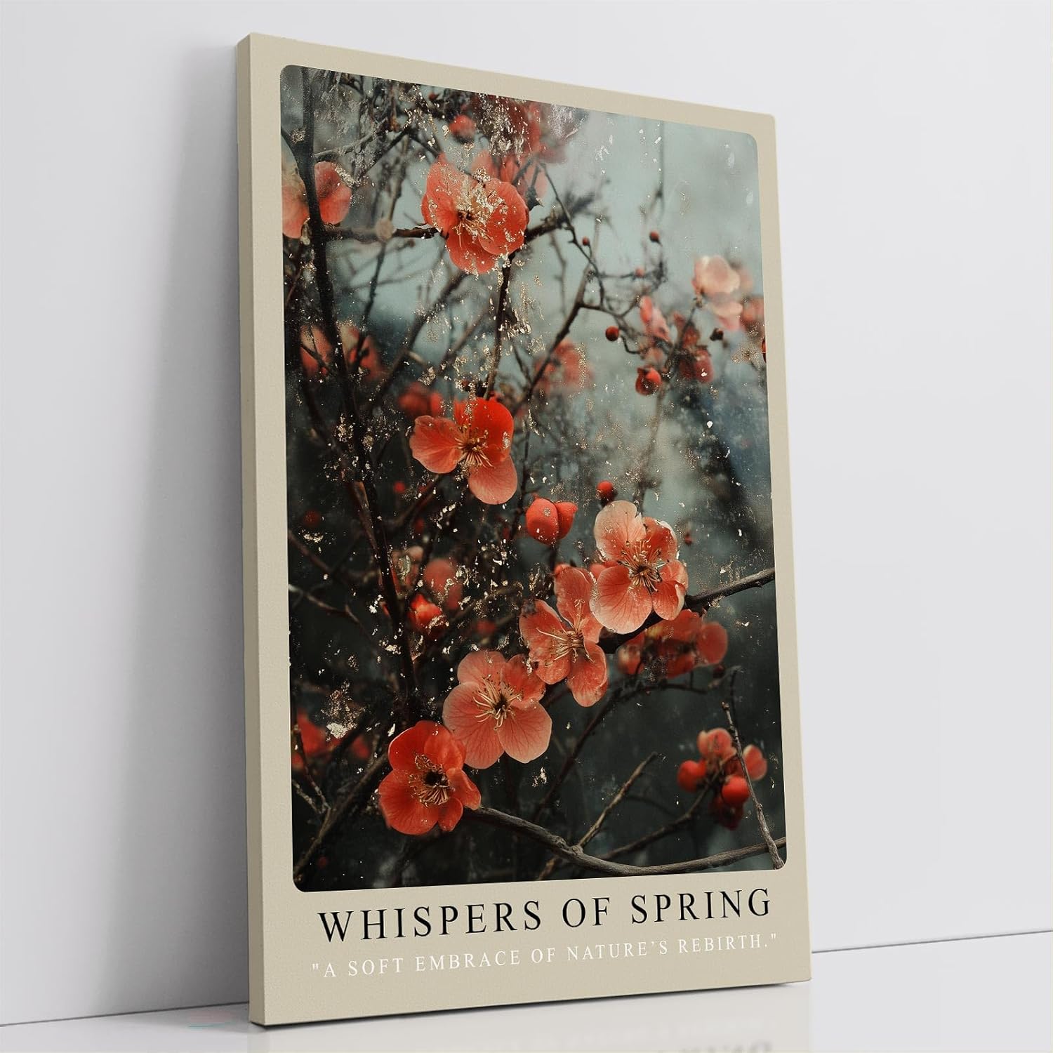 Paul Sinus Leinwandbild 40x60cm Whispers of Spring Leinwandbild zarte Blüten auf Zweigen poetische Naturkunst mit sanften Farben und verträumter Atmosphäre