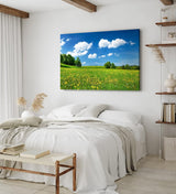 Paul Sinus Wandbild 120x80cm Landschaftsbild Wiese Bäume Natur Sommer blauer Himmel