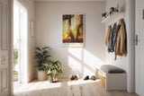 Paul Sinus Kunstdruck 40x60cm Forest Flare – Sonnenstrahlen im goldenen Herbstwald mit leuchtendem Laub