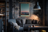 Paul Sinus Wandbild in 40x60cm Mountains at Rest mit von Sonnenlicht gefärbten Bergen unter klarem Himmel für elegante Wandgestaltung