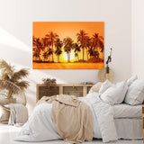 Wandbild 120x80cm Südseeparadies Palmen Sonne Sommer Rot
