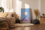 Paul Sinus Wandbild in 40x60cm Dusk Chorus Vögel auf einem Ast vor großem Mond im pastellfarbenen Abendhimmel
