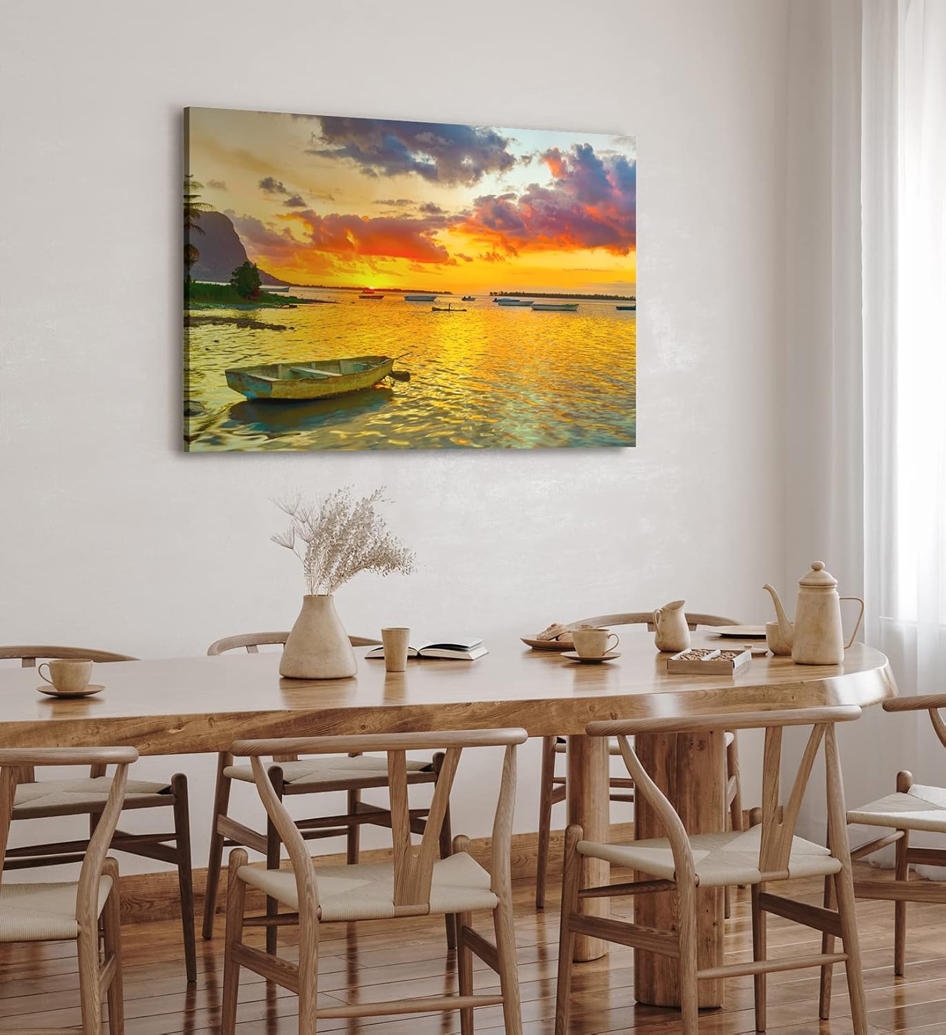 Paul Sinus Wandbild 120x80cm Italien Sonnenuntergang Mittelmeer Fischerboote Abendröte