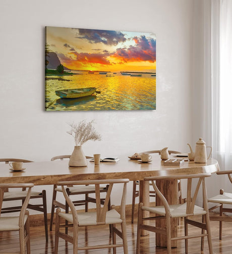 Paul Sinus Wandbild 120x80cm Italien Sonnenuntergang Mittelmeer Fischerboote Abendröte