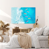 Paul Sinus Wandbild 120x80cm Luftaufnahme Strand Blau Meer Wellen Vogelperspektive Boote