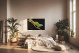 Sinus Art Wandbild 120x80cm Detailliertes Chamäleon-Motiv auf dunklem Hintergrund für maximale Farbwirkung