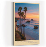Paul Sinus Wandbild in 40x60cm The California Hour mit Sonnenuntergang und Palmenküste in warmen Farbtönen für elegante Wandgestaltung