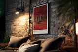 Paul Sinus Kunstdruck 40x60cm Whispers of Fall mit rotem Herbstwald und Laubteppich