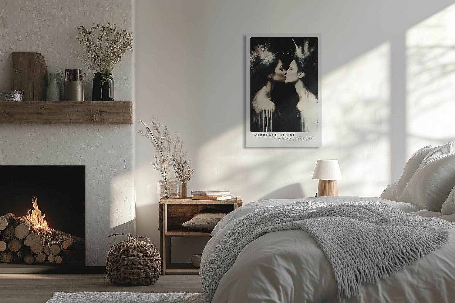 Paul Sinus Leinwandbild 80x120cm kunstvolle Spiegelung zweier Frauen in sinnlicher Harmonie mit abstrakten Elementen – ausdrucksstarkes Leinwandbild
