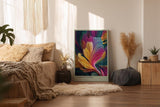 Paul Sinus Wandbild in 40x60cm Vibrant Whirl – Abstrakte Farbexplosion in dynamischen Wirbeln mit leuchtenden Gelb-, Rot-, Blauund Lilatönen