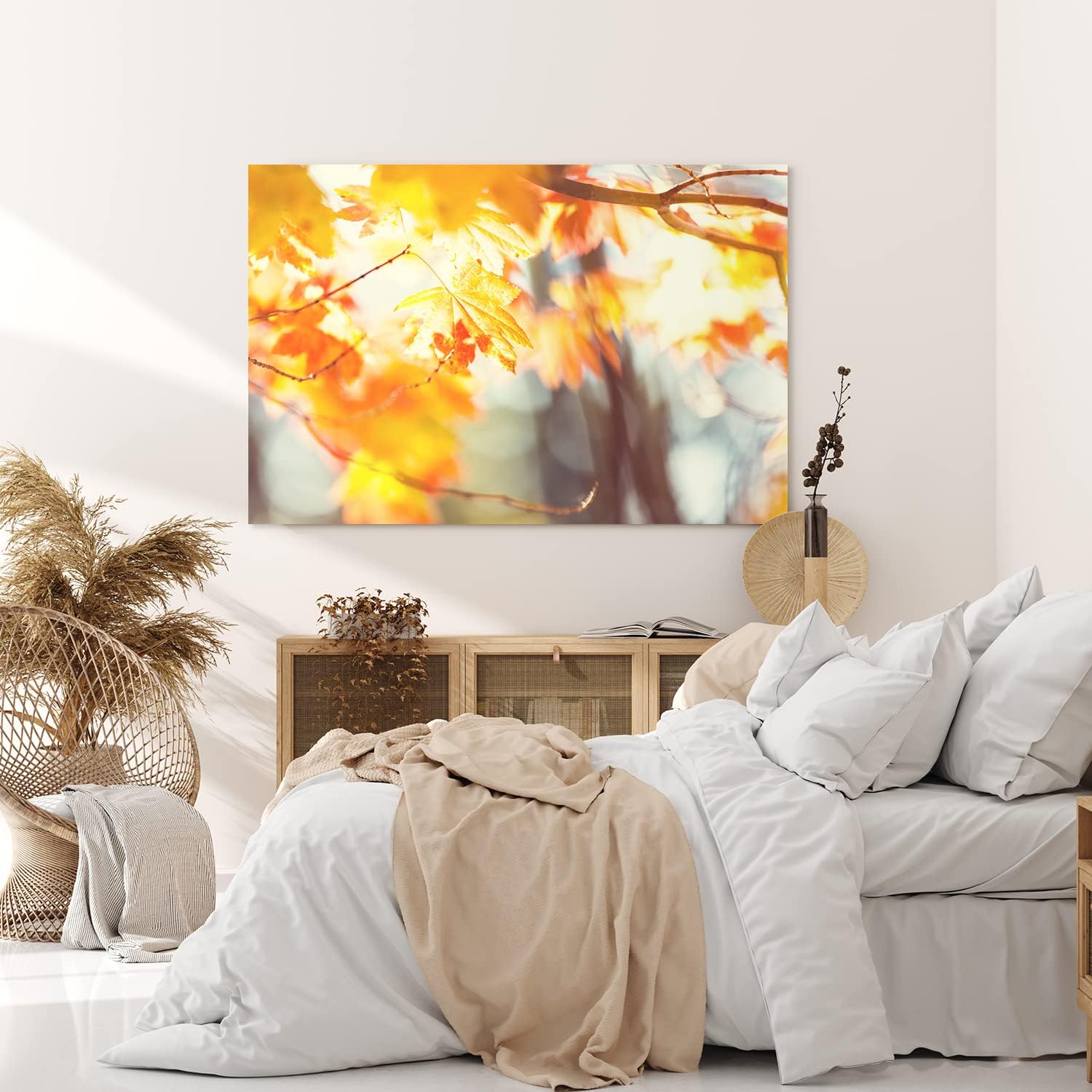 Paul Sinus Wandbild 120x80cm Herbst Herbstblatt Baum Zweige Äste Sonnenschein