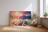 Sinus Art Wandbild 120x80cm Spektakuläre Lichtstimmung mit glühendem Himmel und ruhiger Seeoberfläche schafft eine lebendige Naturkulisse