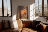 Paul Sinus Wandbild in 40x60cm Oranger Singvogel im Morgentau mit goldener Lichtstimmung