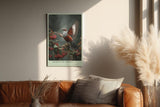 Paul Sinus Wandbild in 40x60cm Moment of Ascent Rot-weißer Vogel im Aufstieg auf einem Zweig mit roten Beeren vor natürlichem Hintergrund
