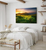 Paul Sinus Wandbild 120x80cm Alpenlandschaft Berge Wiesen Sonnenuntergang Natur
