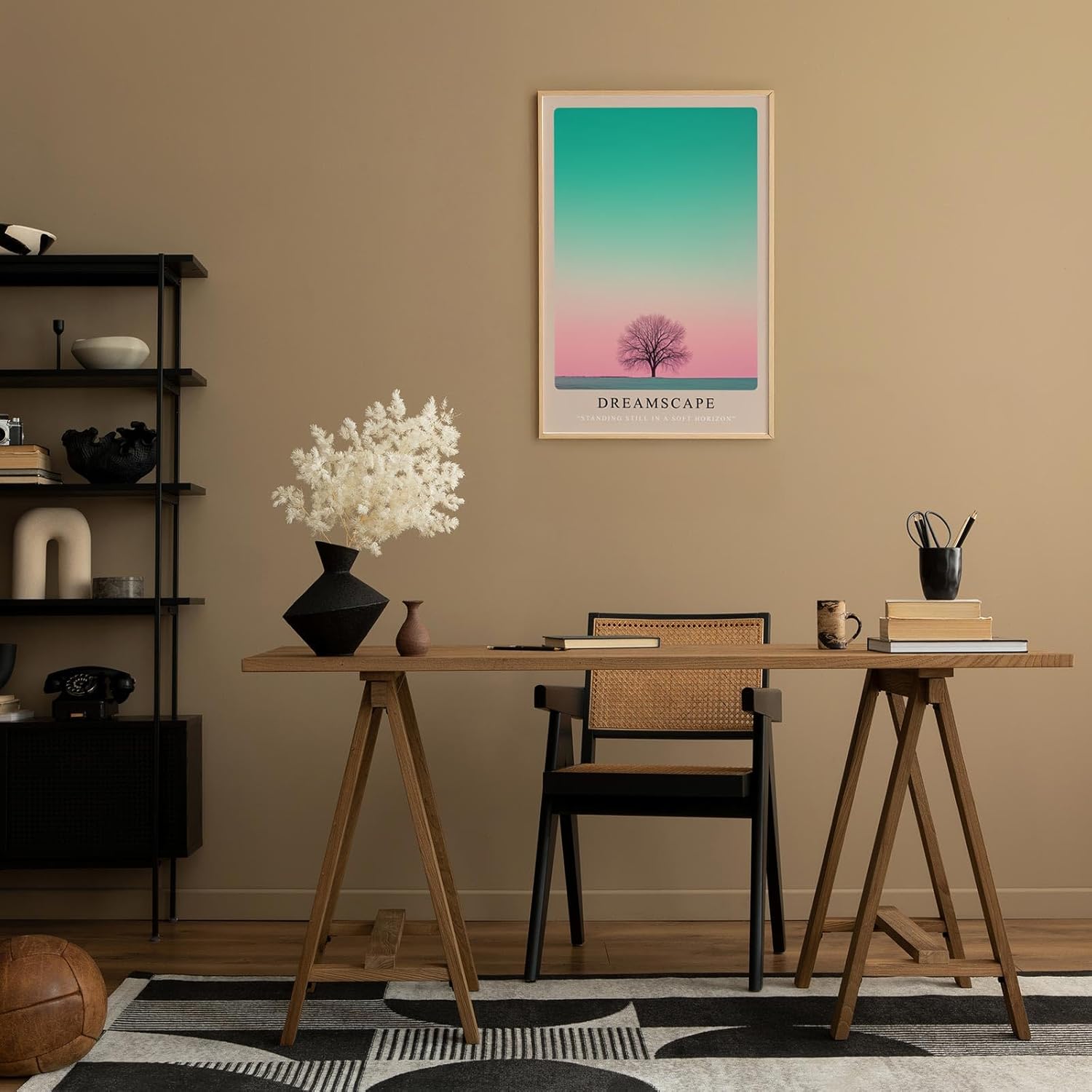 Paul Sinus Leinwandbild 80x120cm Dreamscape – Minimalismus, Natur, Farbverlauf, Ästhetik, Kunst, Träume, Harmonie, Balance, Landschaft, Meditativ, Ruhe